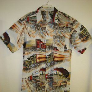 Hawaiian style shirt with a simi-truck theme in size large. $57